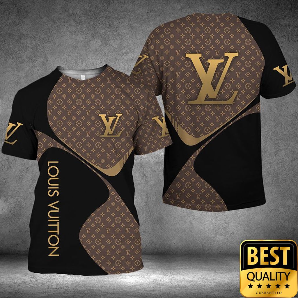 Luxury Louis Vuitton Black And Brown Monogram Vertical Brand Name 3D Shirt 134 Luxury Louis Vuitton Black And Brown Monogram Vertical Brand Name 3D Shirt 134