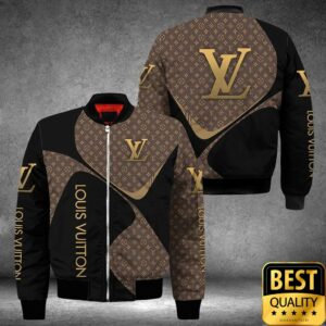 Luxury Louis Vuitton Black And Brown Monogram Vertical Brand Name 3D Shirt 134