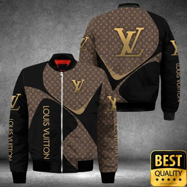 Luxury Louis Vuitton Black And Brown Monogram Vertical Brand Name 3D Shirt 134