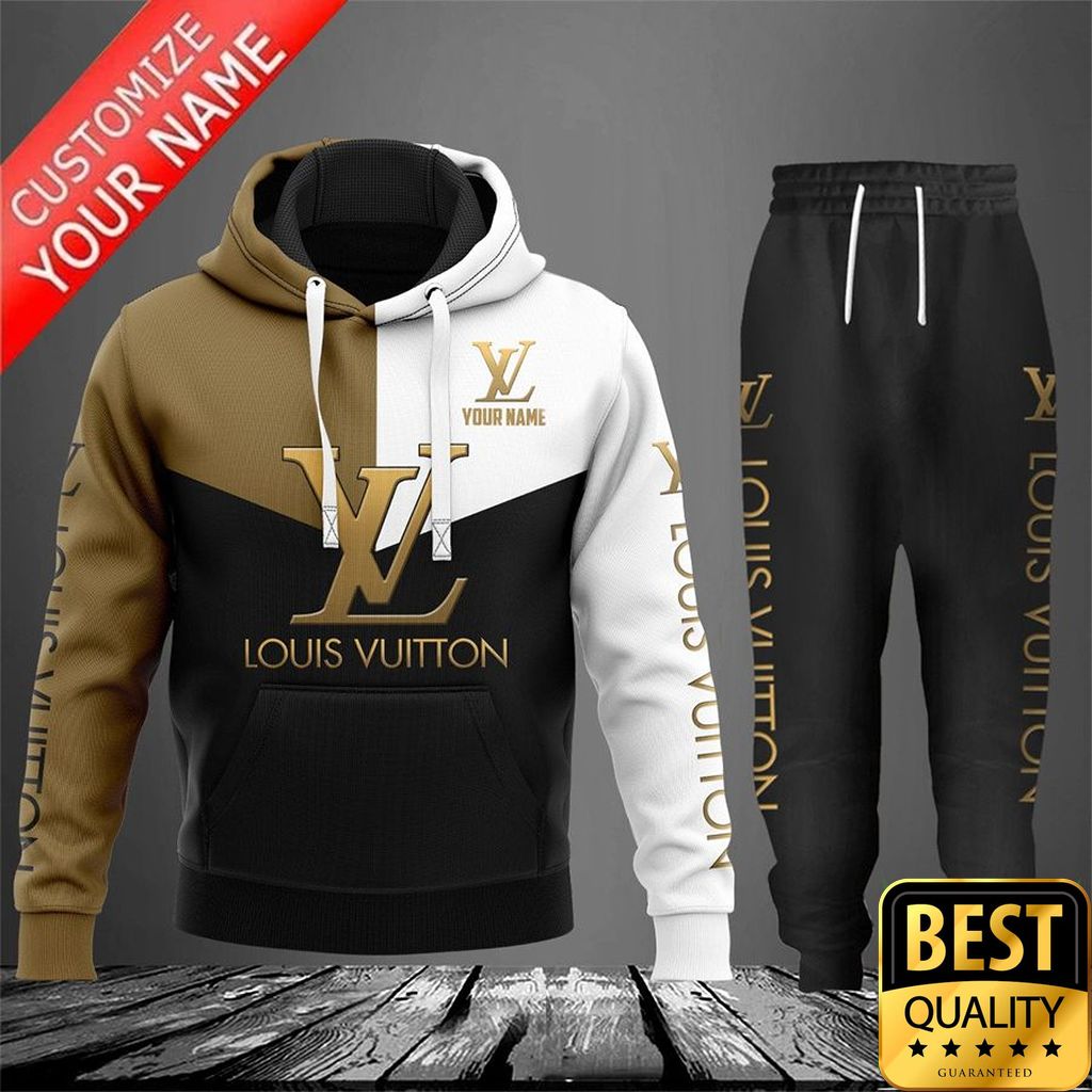 Customized Luxury Louis Vuitton White Black Brown 3D Shirt And Pants 084 Customized Luxury Louis Vuitton White Black Brown 3D Shirt And Pants 084