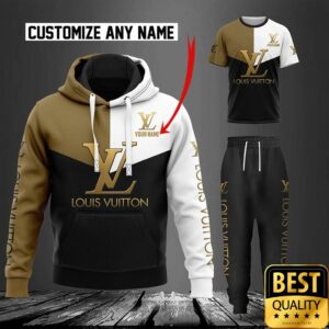 Customized Luxury Louis Vuitton White Black Brown 3D Shirt And Pants 084