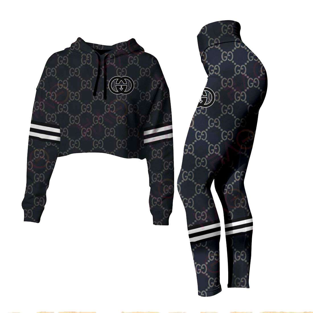 Gucci Black Color Crop Hoodie And Legging Limited Edition 158 Gucci Black Color Crop Hoodie And Legging Limited Edition 158