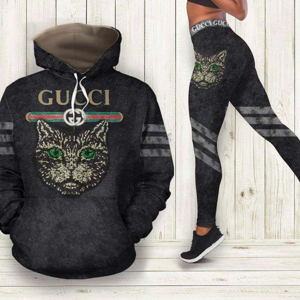Gucci Black Cat Hoodie Leggings Luxury Brand Clothing 246 Gucci Black Cat Hoodie Leggings Luxury Brand Clothing 246