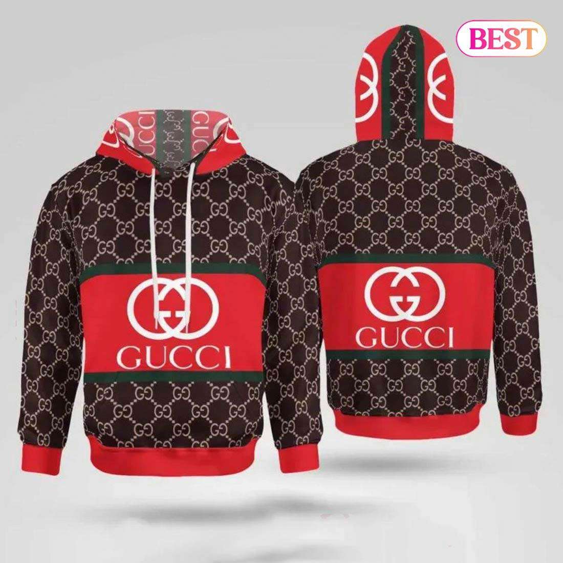 Gucci Red Brown Unisex Hoodie Gucci Logo Hoodie For Men Women 224 Gucci Red Brown Unisex Hoodie Gucci Logo Hoodie For Men Women 224