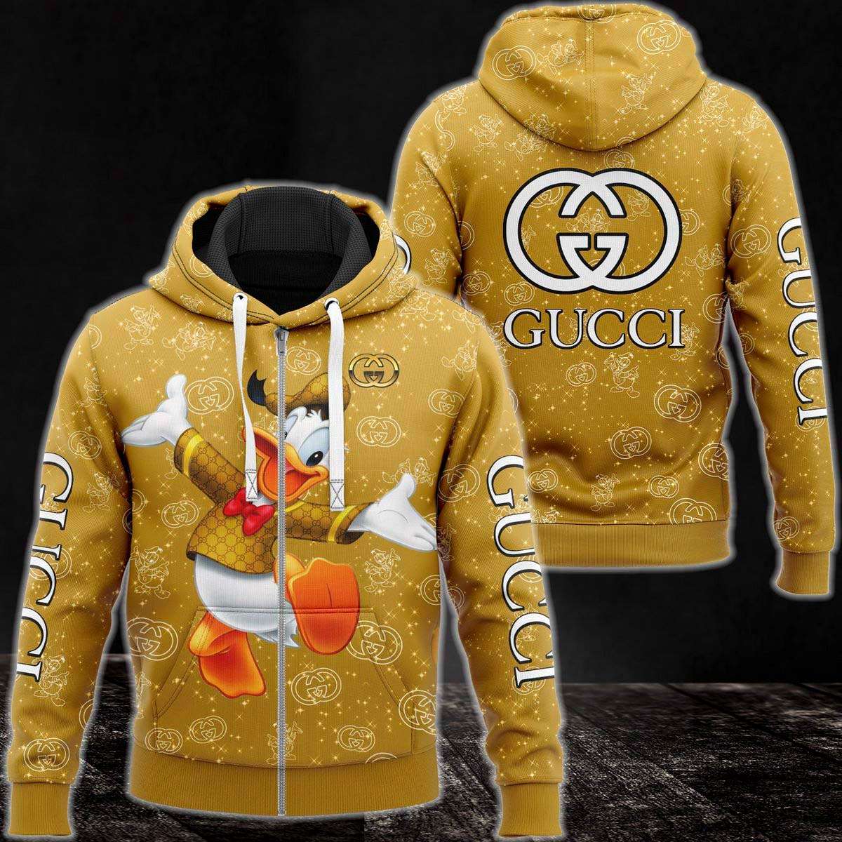 Gucci Luxury Brand Full Gold Color 3D Hoodie POD Design 197 Gucci Luxury Brand Full Gold Color 3D Hoodie POD Design 197