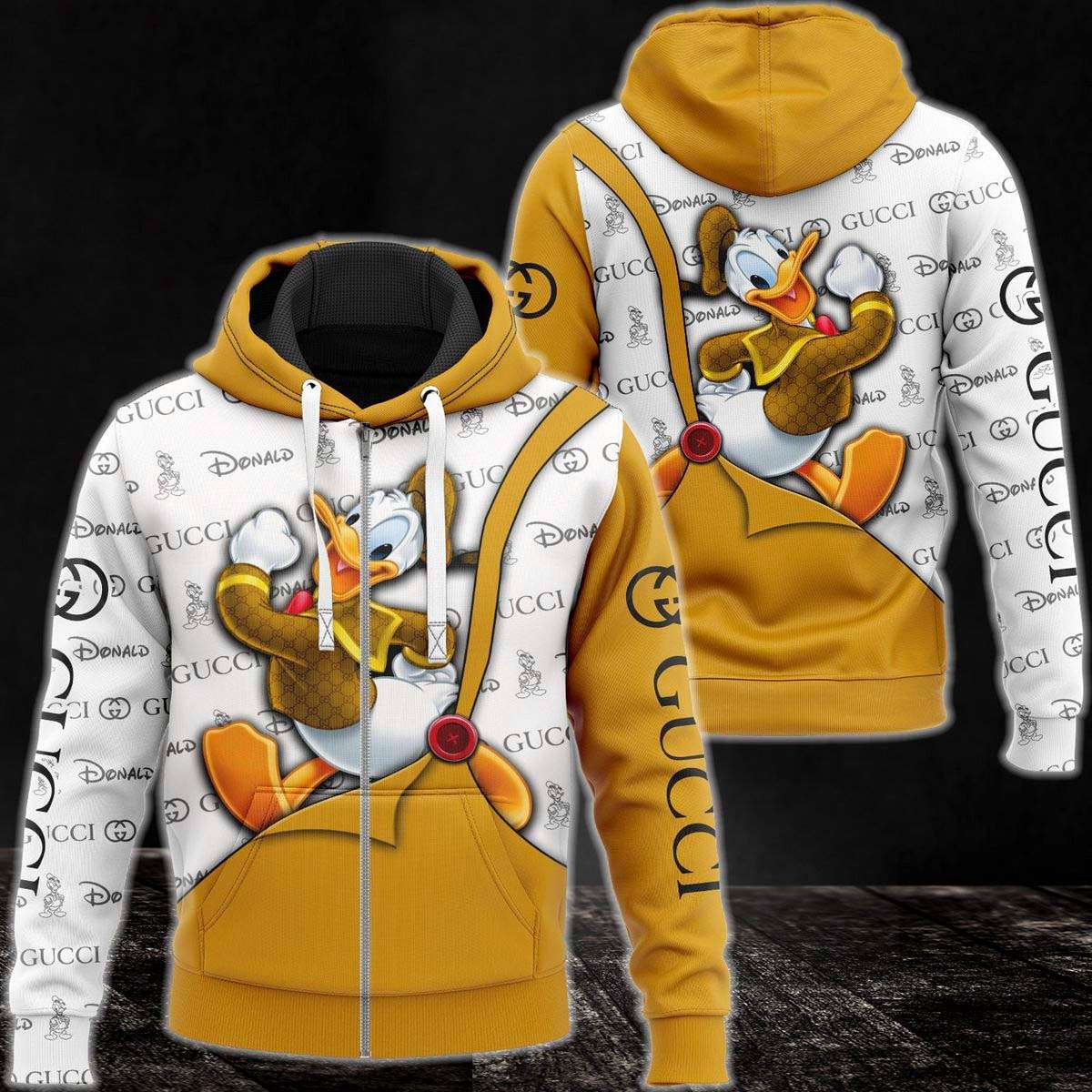 Gucci Gold Donal Duck Luxury 3D Hoodie POD Design 111 Gucci Gold Donal Duck Luxury 3D Hoodie POD Design 111