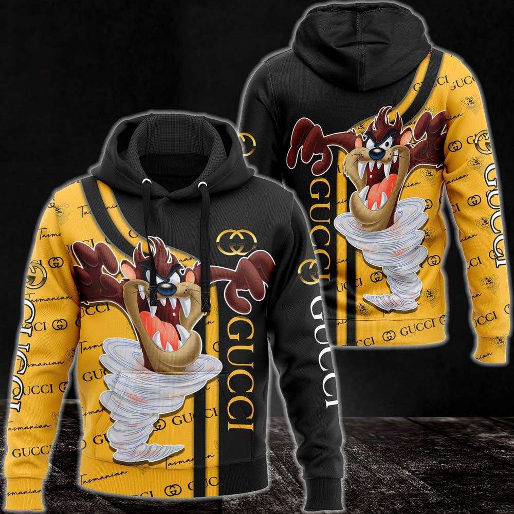 Gucci Gold Black 3D Hoodie And Pants All Over Printed 159 Gucci Gold Black 3D Hoodie And Pants All Over Printed 159