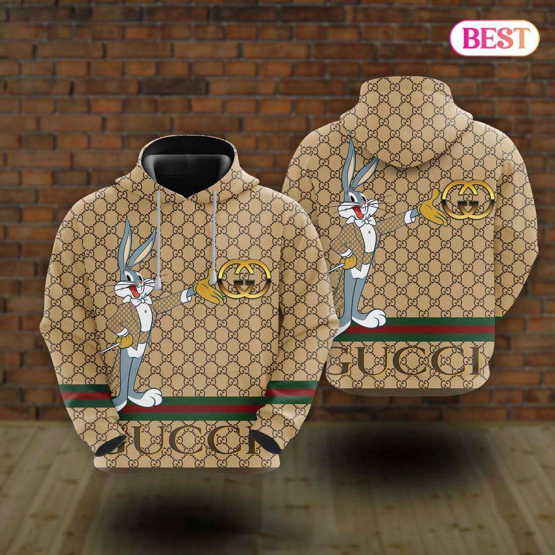 Gucci Bugs Bunny 3D Hoodie Luxury Brand POD Design 074 Gucci Bugs Bunny 3D Hoodie Luxury Brand POD Design 074