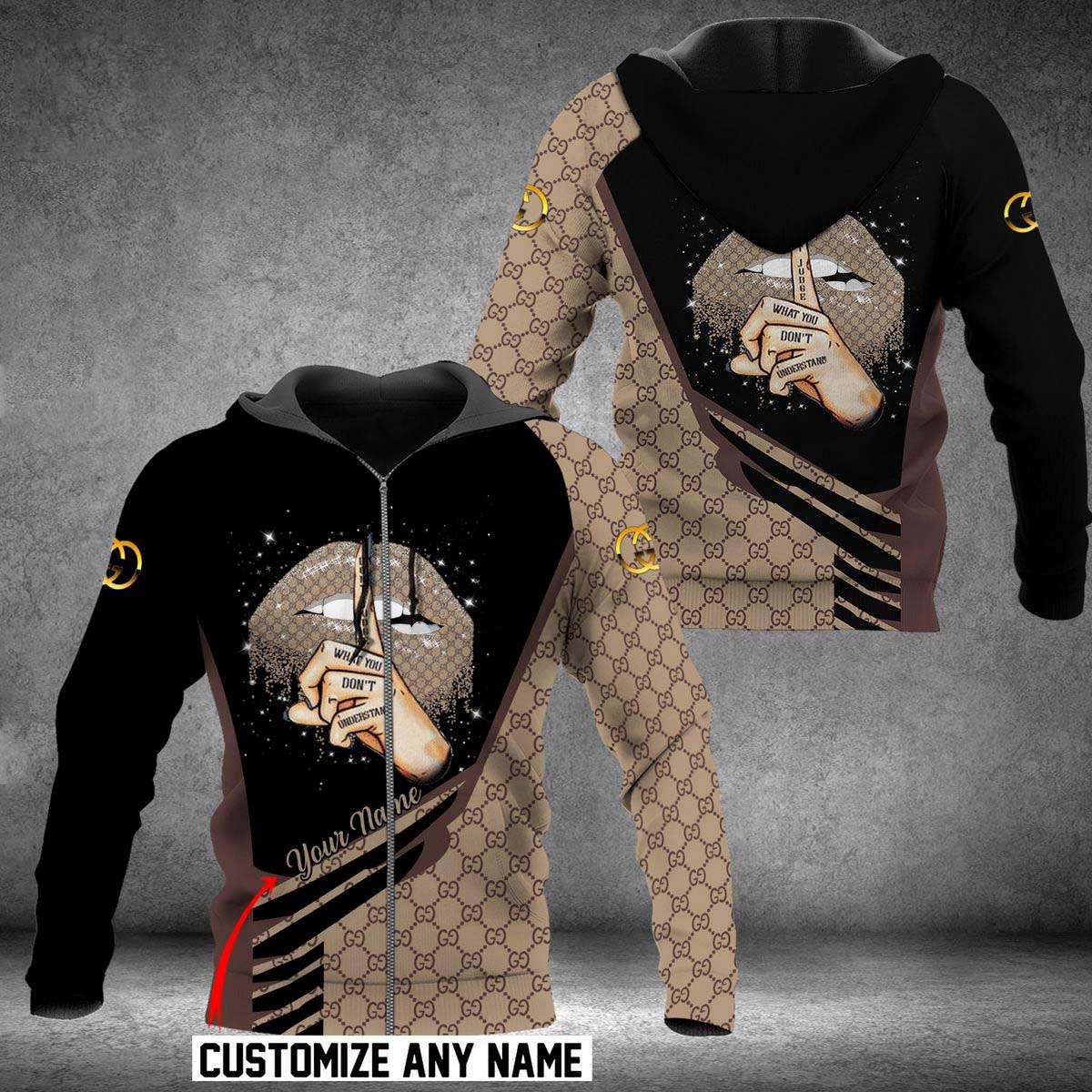 Gucci Brown Mix Black Luxury 3D Hoodie Limited Edition 172 Gucci Brown Mix Black Luxury 3D Hoodie Limited Edition 172