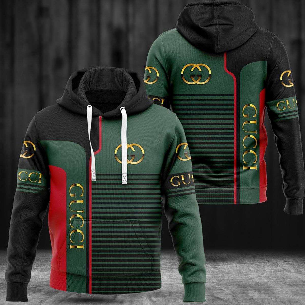 Gucci Black Green Red Hoodie Pants Pod Design 063 Gucci Black Green Red Hoodie Pants Pod Design 063