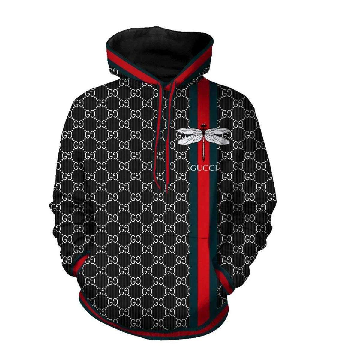 Gucci Bee Logo Black Red Hoodie Limited Edition 055 Gucci Bee Logo Black Red Hoodie Limited Edition 055