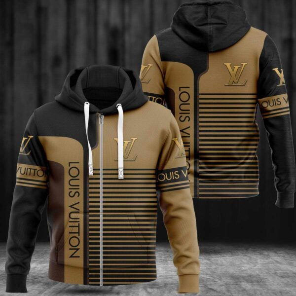 Louis Vuitton Stripe Black Luxury 3D Hoodie Limited Edition 040