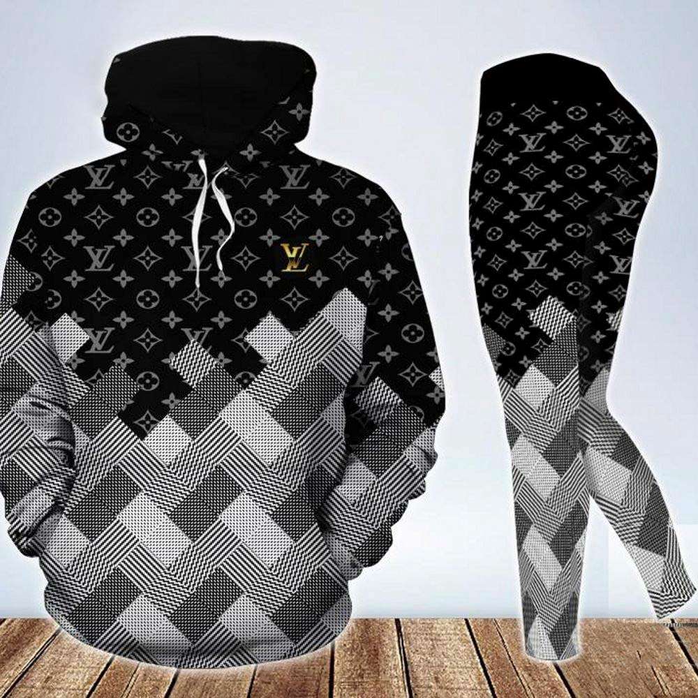 Louis Vuitton Seamless Pattern 3D Hoodie Leggings Set 059 Louis Vuitton Seamless Pattern 3D Hoodie Leggings Set 059