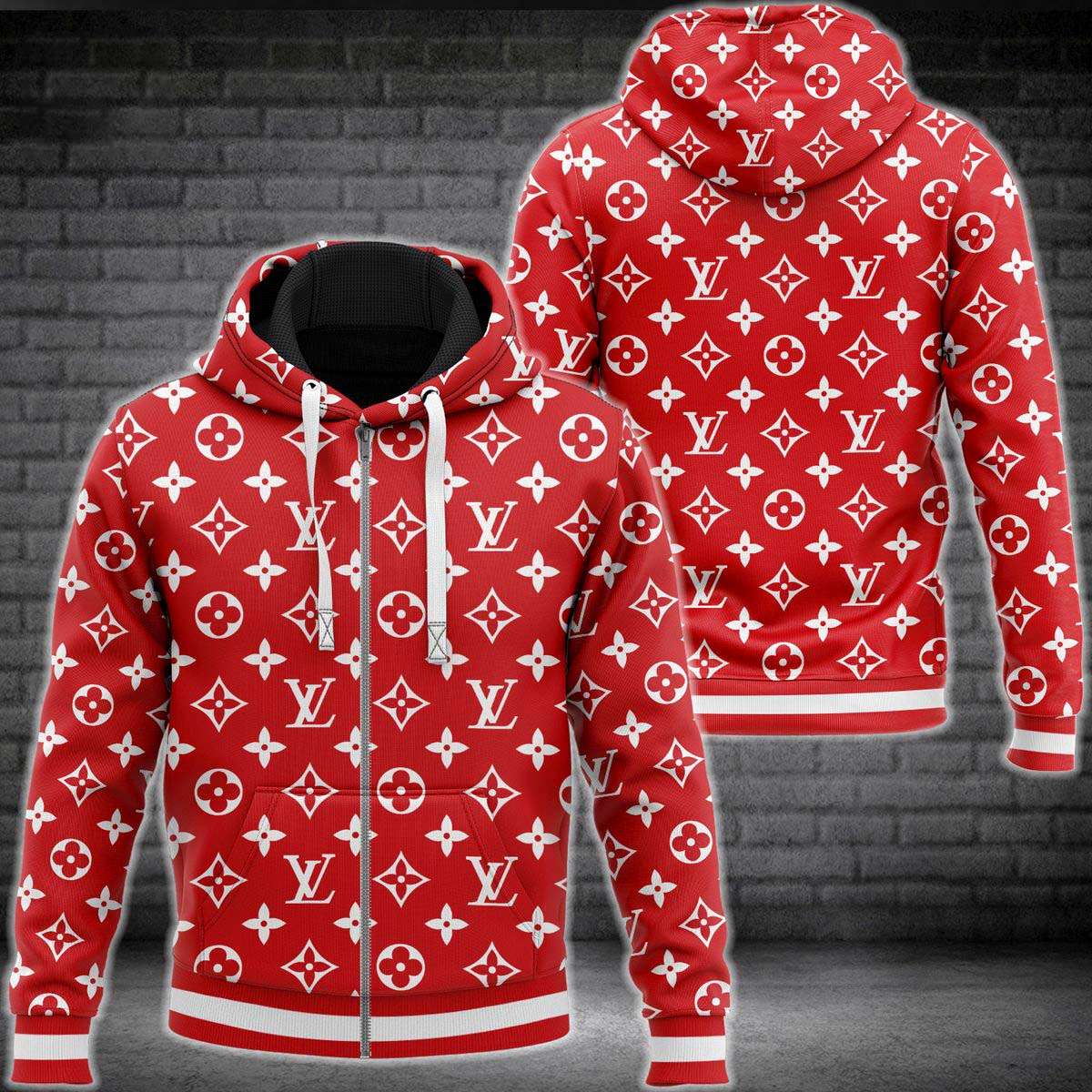 Louis Vuitton Red Luxury 3D Hoodie Limited Edition 007 Louis Vuitton Red Luxury 3D Hoodie Limited Edition 007