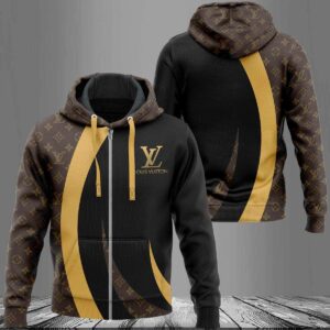 Louis Vuitton Logo Mix Black Luxury 3D Hoodie 008