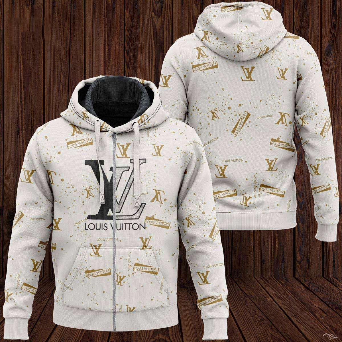 Louis Vuitton Full White Color Luxury 3D Hoodie POD Design 030 Louis Vuitton Full White Color Luxury 3D Hoodie POD Design 030