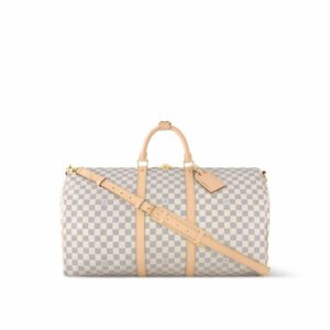LV Keepall Bandouliere 55 Damier Azur Canvas For Women, Travel Bags N41429