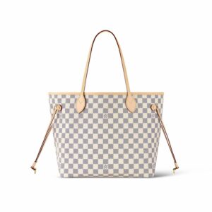 LV Neverfull MM Tote Bag Damier Azur Canvas Rose Ballerine Pink For Women N41605