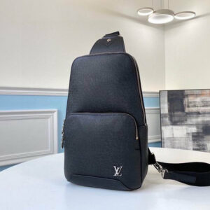 LV Avenue Sling Bag Taiga Black For Men M30443