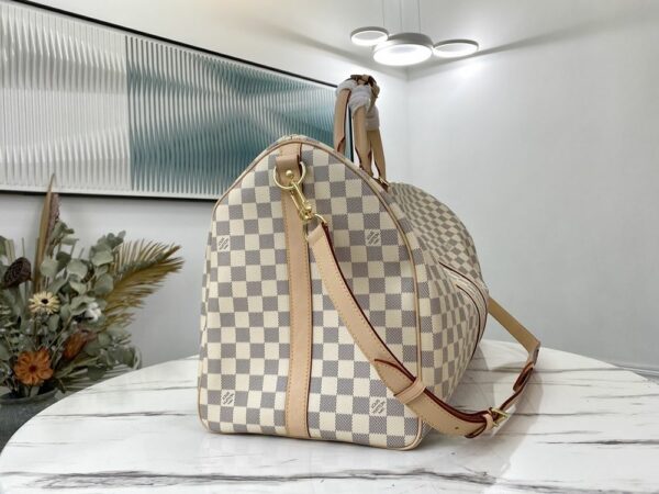 LV Keepall Bandouliere 55 Damier Azur Canvas For Women, Travel Bags N41429