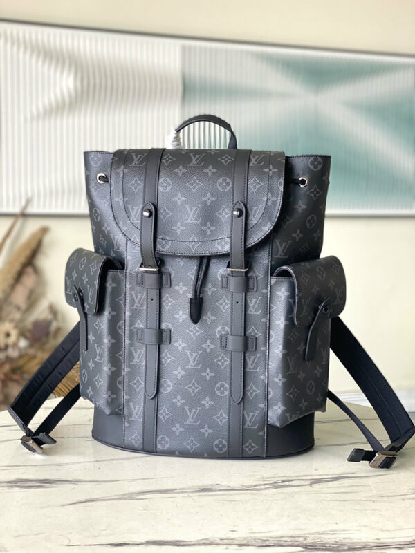 LV Christopher MM Backpack Grey For Men LV Christopher MM Backpack Grey For Men