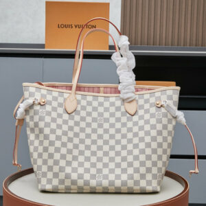 LV Neverfull GM Damier Azur Canvas Rose Ballerine Pink for Women N41604