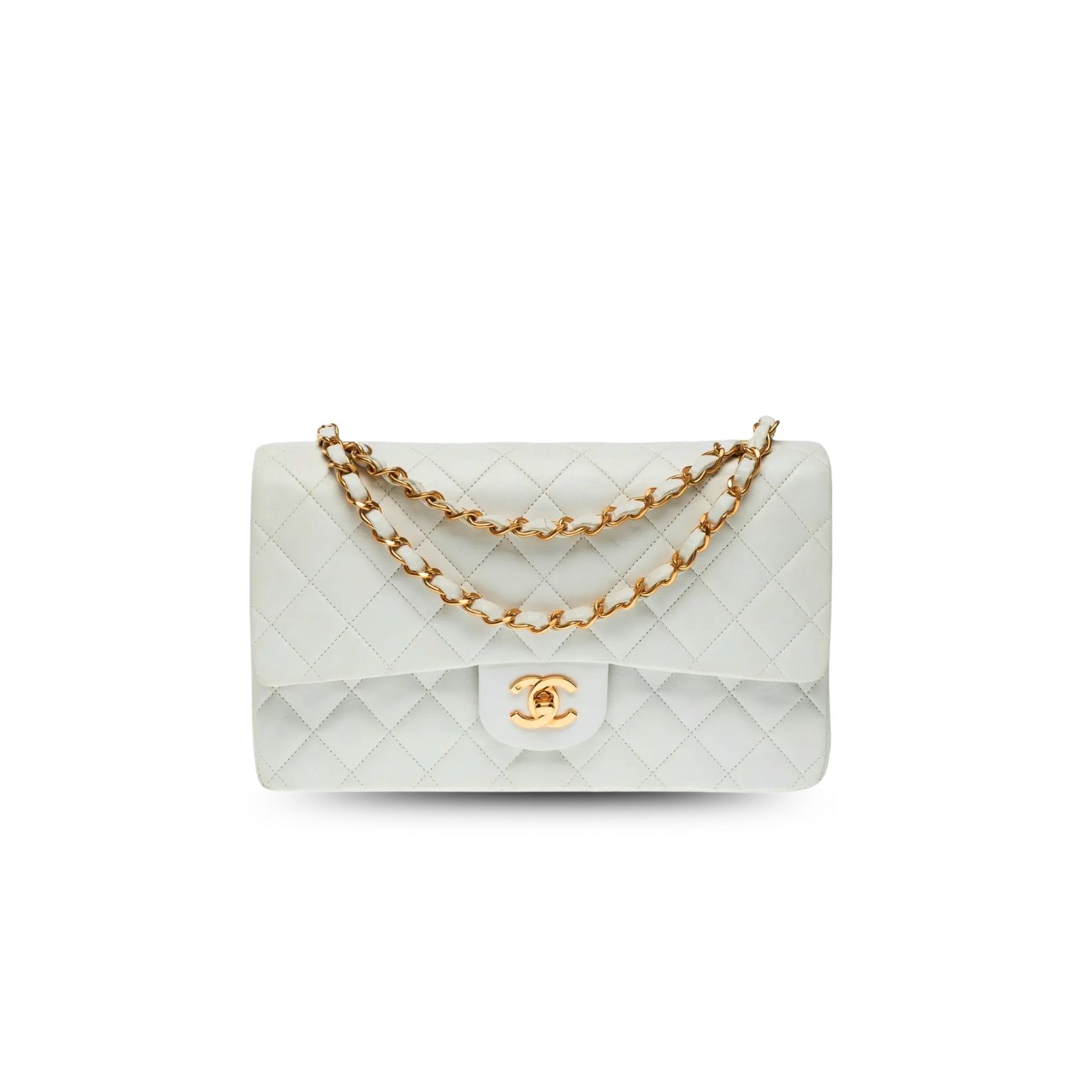 CN Classic Handbag Gold Toned Hardware White For Women A01112 CN Classic Handbag Gold Toned Hardware White For Women A01112
