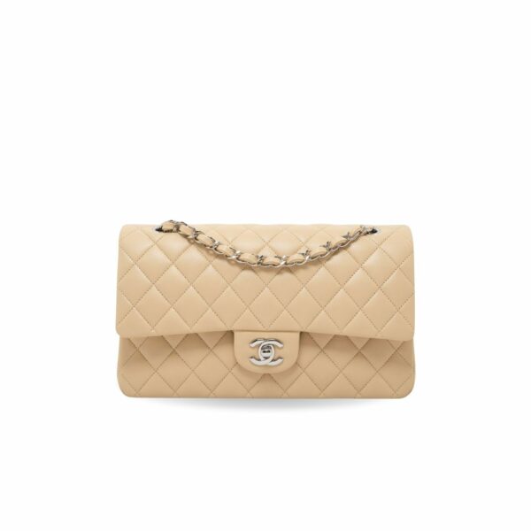 CN Classic Handbag Silver Hardware Beige For Women A01112 CN Classic Handbag Silver Hardware Beige For Women A01112