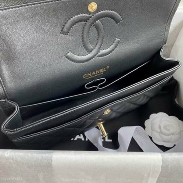 CN Classic Handbag Gold Toned Hardware Black For Women A01112