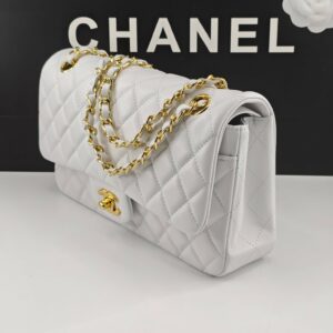 CN Classic Handbag Gold Toned Hardware White For Women A01112