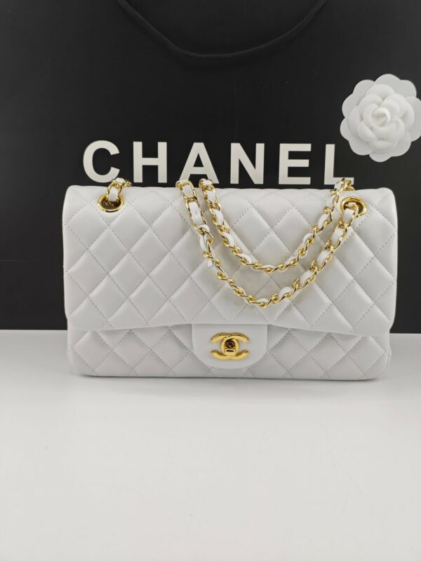 CN Classic Handbag Gold Toned Hardware White For Women A01112