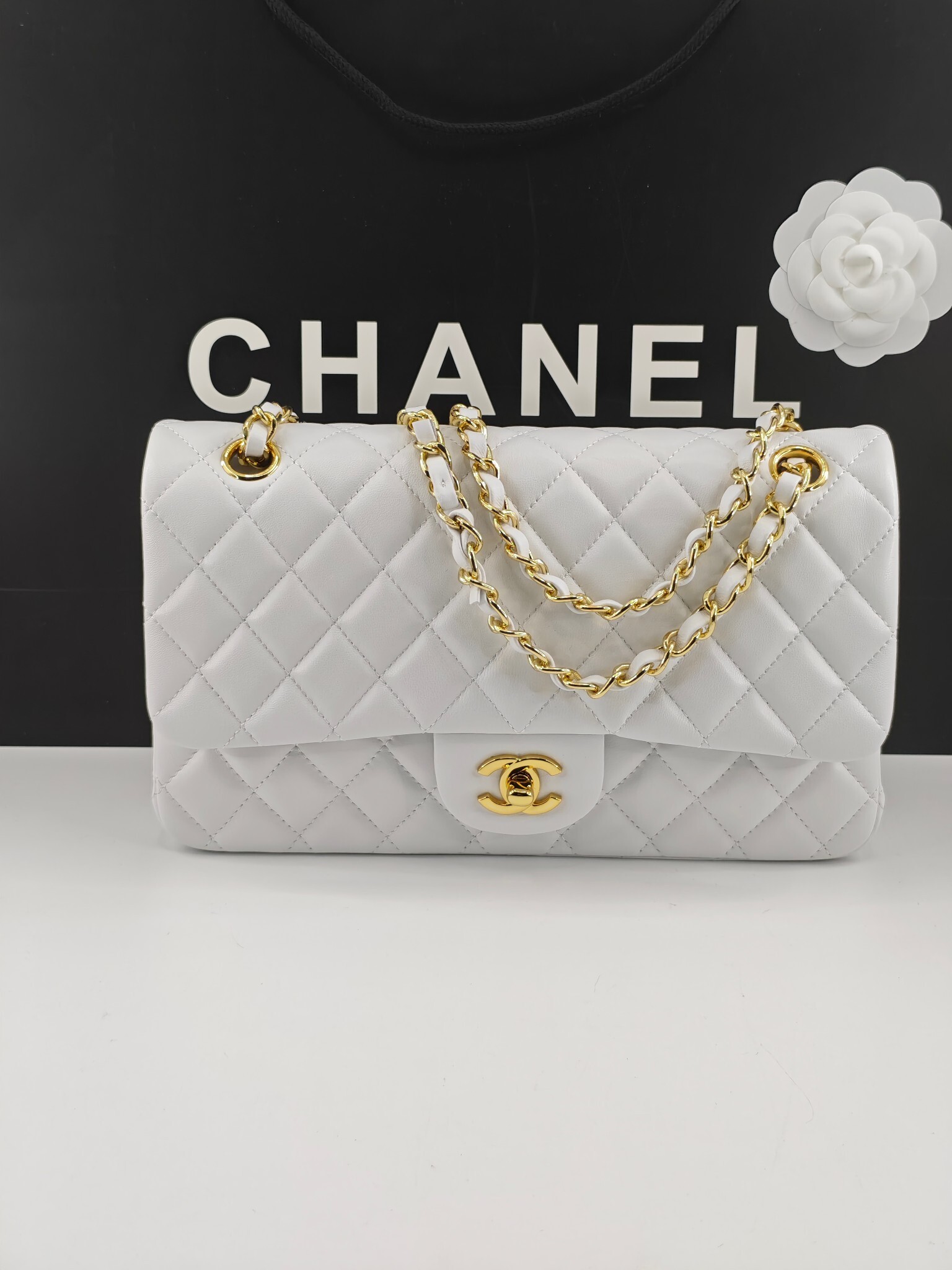 CN Classic Handbag Gold Toned Hardware White For Women A01112 CN Classic Handbag Gold Toned Hardware White For Women A01112