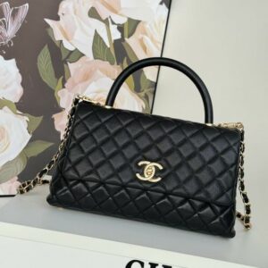 CN Medium Flap Coco Bag With Top Handle Black For Women A92991