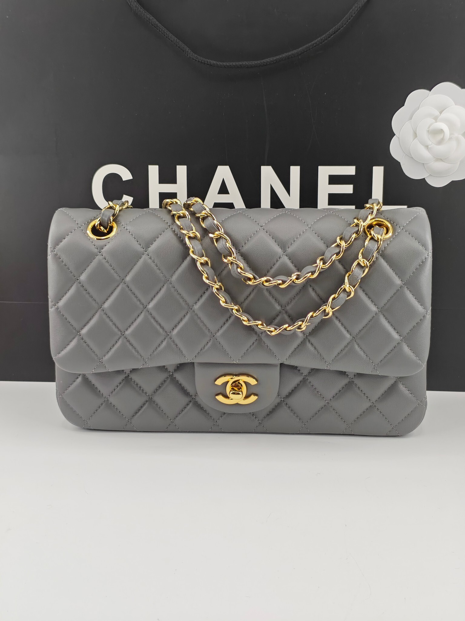 CN Classic Handbag Grey Gold Hardware For Women A01112 CN Classic Handbag Grey Gold Hardware For Women A01112