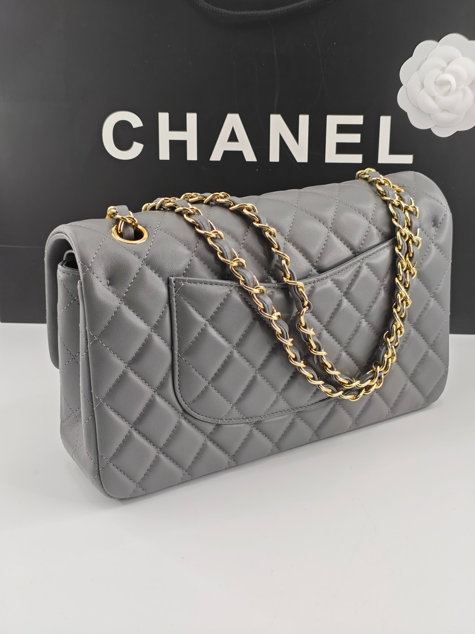 CN Classic Handbag Grey Gold Hardware For Women A01112 CN Classic Handbag Grey Gold Hardware For Women A01112