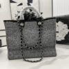 CN Deauville Tote Bag in Raffia Canvas, Black/White for Women CN Deauville Tote Bag in Raffia Canvas, Black/White for Women
