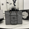 CN Deauville Tote Bag in Raffia Canvas, Black/White for Women CN Deauville Tote Bag in Raffia Canvas, Black/White for Women