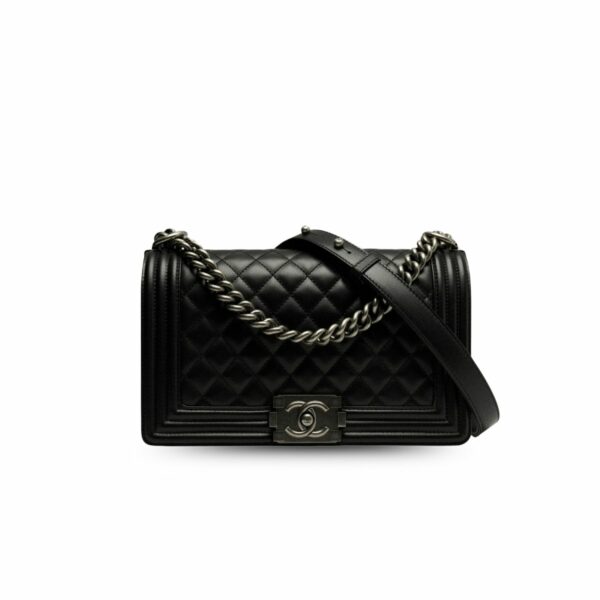 CN Boy Handbag Silver Hardware Black For Women A67086