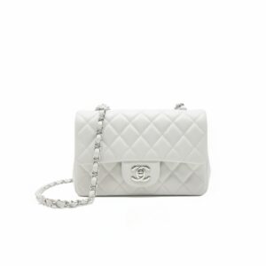 CN Small Classic Handbag Silver Hardware White For Women A01113