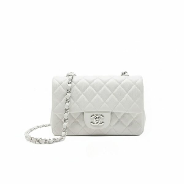 CN Small Classic Handbag Silver Hardware White For Women A01113 CN Small Classic Handbag Silver Hardware White For Women A01113