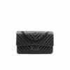 CN Chevron Classic Handbag Black Hardware Black For Women