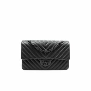 CN Chevron Classic Handbag Black Hardware Black For Women