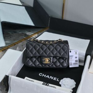 CN Classic Flap Bag Gold Toned Hardware Black For Women A01116