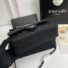 CN Chevron Classic Handbag Silver Hardware Black For Women