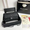 CN Chevron Classic Handbag Silver Hardware Black For Women