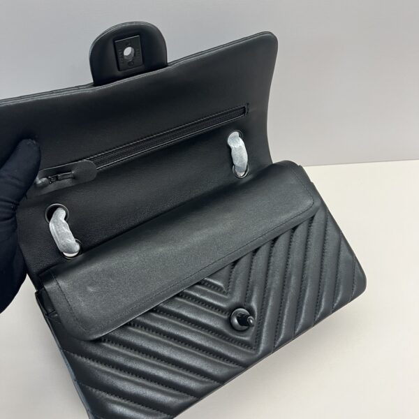 CN Chevron Classic Handbag Black Hardware Black For Women
