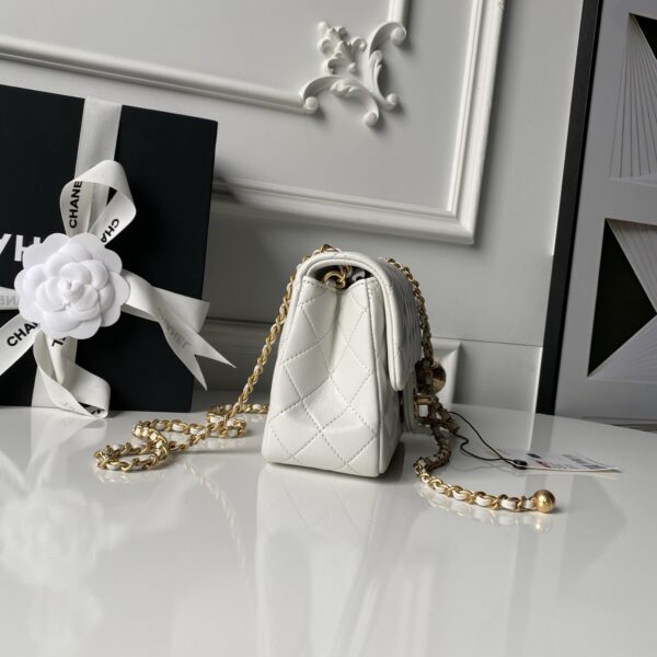 CN Mini Flap Bag With CC Ball On Strap White For Women AS1786 CN Mini Flap Bag With CC Ball On Strap White For Women AS1786