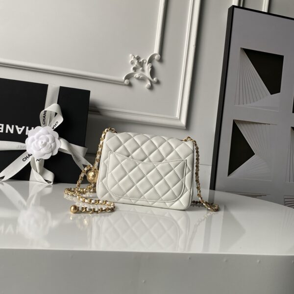 CN Mini Flap Bag With CC Ball On Strap White For Women AS1786 CN Mini Flap Bag With CC Ball On Strap White For Women AS1786