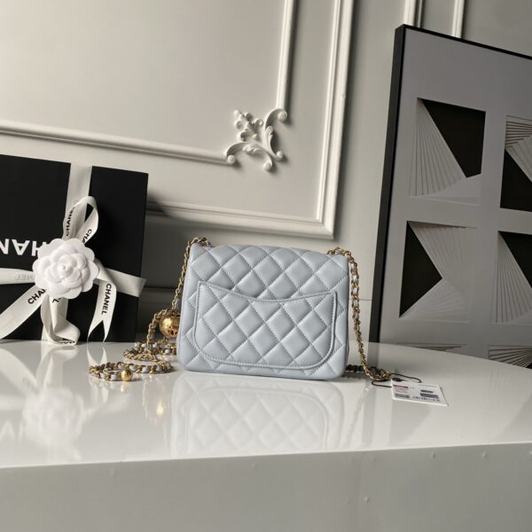CN Classic Flap With Charm Chain With CC Details On Strap Bag Gold Hardware Grey CN Classic Flap With Charm Chain With CC Details On Strap Bag Gold Hardware Grey