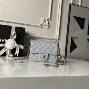 CN Classic Flap With Charm Chain With CC Details On Strap Bag Gold Hardware Grey 2 890d95da